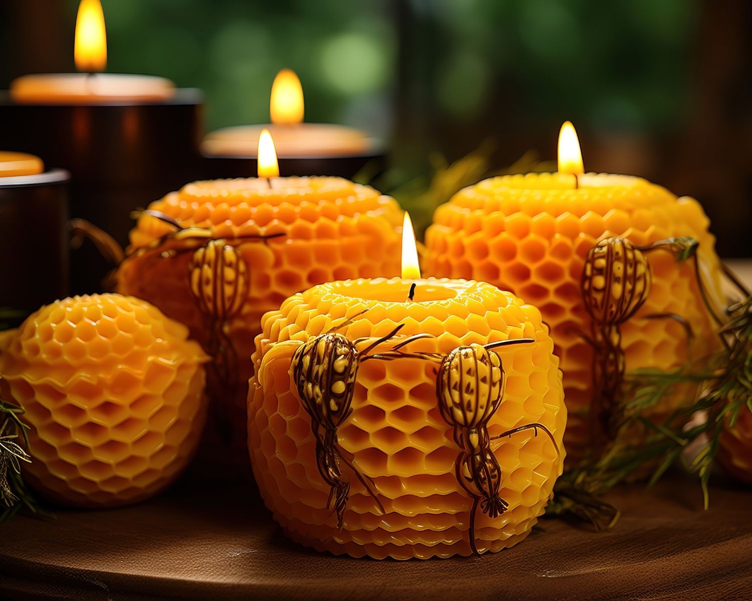 Natürliches Bienenwachs und Docht für handgegossene Kerzen